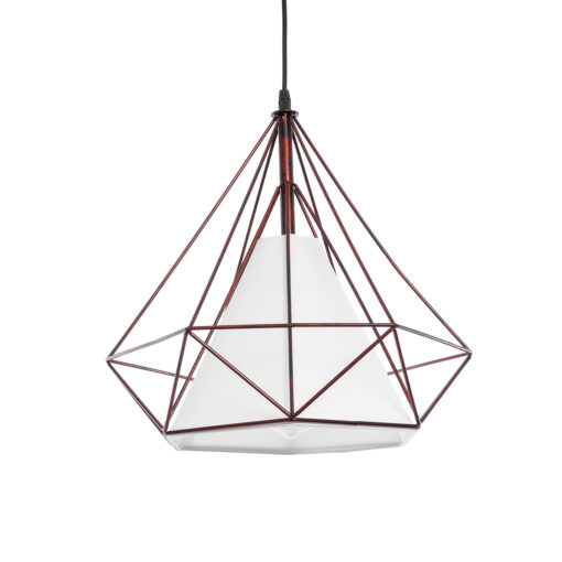 GLOBOSTAR® KAIRI 01623 Μοντέρνο Κρεμαστό Φωτιστικό Οροφής με Ντουί 1 x E27 AC 220-240V IP20 – Χάλκινο & Λευκό – Μ38 x Π38 x Y38cm