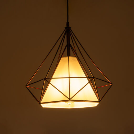 GLOBOSTAR® KAIRI 01623 Μοντέρνο Κρεμαστό Φωτιστικό Οροφής με Ντουί 1 x E27 AC 220-240V IP20 – Χάλκινο & Λευκό – Μ38 x Π38 x Y38cm