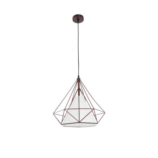 GLOBOSTAR® KAIRI 01623 Μοντέρνο Κρεμαστό Φωτιστικό Οροφής με Ντουί 1 x E27 AC 220-240V IP20 – Χάλκινο & Λευκό – Μ38 x Π38 x Y38cm