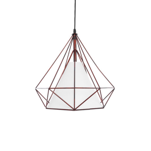 GLOBOSTAR® KAIRI 01623 Μοντέρνο Κρεμαστό Φωτιστικό Οροφής με Ντουί 1 x E27 AC 220-240V IP20 – Χάλκινο & Λευκό – Μ38 x Π38 x Y38cm