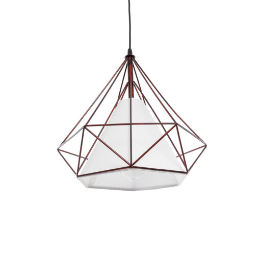 GLOBOSTAR® KAIRI 01623 Μοντέρνο Κρεμαστό Φωτιστικό Οροφής με Ντουί 1 x E27 AC 220-240V IP20 – Χάλκινο & Λευκό – Μ38 x Π38 x Y38cm