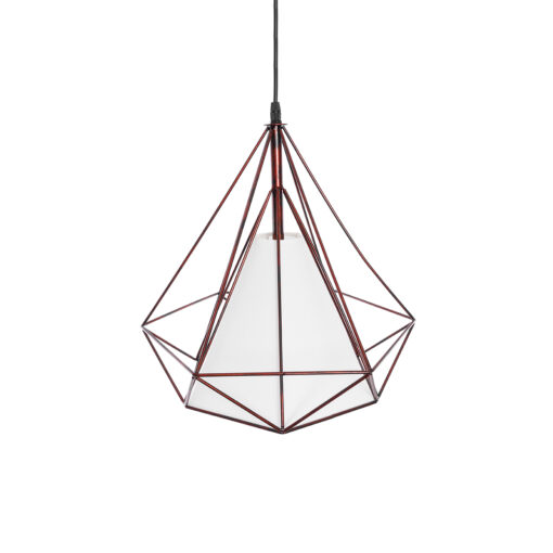 GLOBOSTAR® KAIRI 01623 Μοντέρνο Κρεμαστό Φωτιστικό Οροφής με Ντουί 1 x E27 AC 220-240V IP20 – Χάλκινο & Λευκό – Μ38 x Π38 x Y38cm