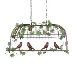 GLOBOSTAR® NEST 01645 Vintage Κρεμαστό Φωτιστικό Οροφής με Ντουί 2 x E27 AC 220-240V IP20 - Χάλκινο & Πράσινο - Μ76 x Π36 x Y37cm