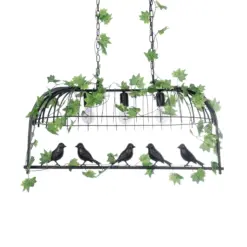 GLOBOSTAR® NEST 01646 Vintage Κρεμαστό Φωτιστικό Οροφής με Ντουί 3 x E27 AC 220-240V IP20 - Μαύρο & Πράσινο - Μ86 x Π38 x Y37cm