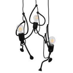 Alternative view of GLOBOSTAR® LITTLE MAN 01655 Μοντέρνο Κρεμαστό Φωτιστικό Οροφής με Ντουί 3 x E27 AC 220-240V IP20 - Μαύρο - Μ45 x Π45 x Υ40cm