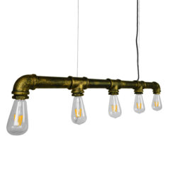 GLOBOSTAR® CANAL 01669 Vintage Κρεμαστό Φωτιστικό Οροφής με Ντουί 5 x E27 AC 220-240V IP20 - Μπρούτζινο - Μ92 x Π5 x Y8cm