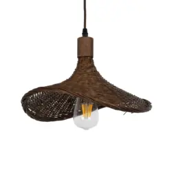 GLOBOSTAR® CUBA 01716 Boho Κρεμαστό Φωτιστικό Οροφής με Ντουί 1 x E27 AC 220-240V IP20 - Καφέ - Μ33 x Π30 x Υ22cm