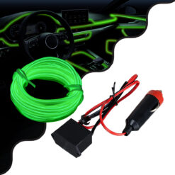 Alternative view of GloboStar® 82202 TUBE 360° Degree Διακοσμητική EL-Wire Neon Αυτοκινήτου Κορδόνι ΣΕΤ 3m 1W/3m 30lm/m 360° DC 12V με Βύσμα Αναπτήρα Αυτοκινήτου Αδιάβροχη IP68 Πράσινο Φωσφορούχο