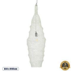 GLOBOSTAR® KENTUCKY 01907 Vintage Κρεμαστό Φωτιστικό Οροφής με Ντουί 1 x E27 AC 220-240V IP20 - Λευκό - Μ30 x Π30 x Y105cm