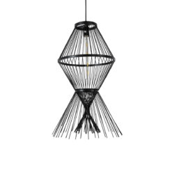 Alternative view of GLOBOSTAR® YOSHI 01929 Boho Κρεμαστό Φωτιστικό Οροφής με Ντουί 1 x E27 AC 220-240V IP20 - Μαύρο - Μ35 x Π35 x Υ60cm