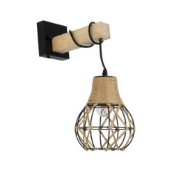 Alternative view of GLOBOSTAR® BELLARIVA 01962 Boho Φωτιστικό Τοίχου - Απλίκα με Ντουί 1 x E27 AC 220-240V IP20 - Μπεζ & Μαύρο - Μ10 x Π26 x Υ40cm
