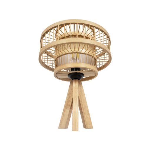 GLOBOSTAR® TULUM 01991 Boho Επιτραπέζιο Φωτιστικό Πορτατίφ με Ντουί 1 x E27 AC 220-240V IP20 – Μπεζ – Μ30 x Π30 x Υ41cm