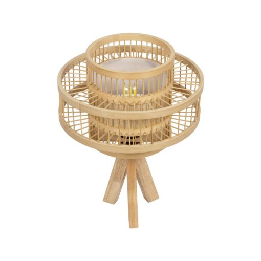 GLOBOSTAR® TULUM 01991 Boho Επιτραπέζιο Φωτιστικό Πορτατίφ με Ντουί 1 x E27 AC 220-240V IP20 – Μπεζ – Μ30 x Π30 x Υ41cm