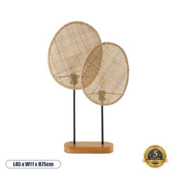 GLOBOSTAR® AZUL 02231 Boho Επιτραπέζιο Φωτιστικό Πορτατίφ με Ντουί 2 x E27 AC 220-240V IP20 - Μπεζ & Μαύρο - Μ45 x Π11 x Υ75cm