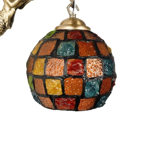 GLOBOSTAR® MERMAID 02389 Vintage Φωτιστικό Τοίχου – Απλίκα με Ντουί 1 x E27 AC 220-240V IP20 – Μπρούτζινο & Πολύχρωμο – Μ17 x Π30 x Υ27cm