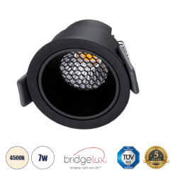 Alternative view of GLOBOSTAR® PLUTO-S 60250 Χωνευτό Downlight Σποτ με Honeycomb Anti Glare Reflector LED 7W 910lm 38° AC 220-240V IP20 Φυσικό Λευκό 4500K - Bridgelux COB Chip & TÜV SÜD Driver - Μαύρο Ματ - Μ6.4 x Π6.4 x Υ4.9cm / Q5.5cm - 5 Χρόνια Εγγύηση