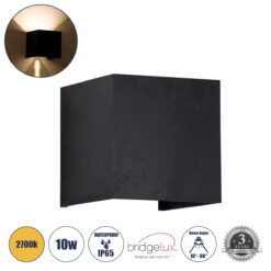 Alternative view of GLOBOSTAR® AXIS-S 60562 Μοντέρνο Φωτιστικό Τοίχου - Απλίκα LED 10W 1150lm 5°/60° AC 220-240V Αδιάβροχο IP65 Θερμό Λευκό 2700K - Bridgelux COB Chip & TÜV SÜD Driver - Μαύρο Ματ - Μ10 x Π10 x Υ10cm - 5 Χρόνια Εγγύηση