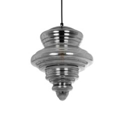 GLOBOSTAR® CORTE 206-0028 Μοντέρνο Κρεμαστό Φωτιστικό Οροφής με Ντουί 1 x E27 AC 220-240V IP20 – Μαύρο Φιμέ – Μ25 x Π25 x Υ30cm