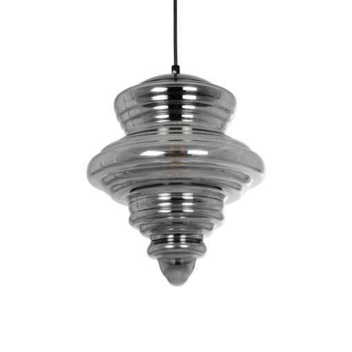 GLOBOSTAR® CORTE 206-0028 Μοντέρνο Κρεμαστό Φωτιστικό Οροφής με Ντουί 1 x E27 AC 220-240V IP20 – Μαύρο Φιμέ – Μ25 x Π25 x Υ30cm