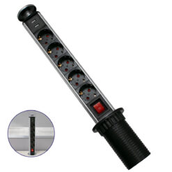 Alternative view of GloboStar® 79632 Χωνευτό Πτυσσόμενο Πολύμπριζο με 5 Πρίζες Ασφαλείας EU Σούκο AC 230V Max 5000W & 2 Εξόδους USB DC 5V Max 3A 18W & Ενσωματωμένο Διακόπτη Οn/Off