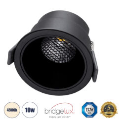 Alternative view of GLOBOSTAR® PLUTO-M 60256 Χωνευτό Downlight Σποτ με Honeycomb Anti Glare Reflector LED 10W 1300lm 38° AC 220-240V IP20 Φυσικό Λευκό 4500K - Bridgelux COB Chip & TÜV SÜD Driver - Μαύρο Ματ - Μ8.4 x Π8.4 x Υ5.9cm / Q7.5cm - 5 Χρόνια Εγγύηση