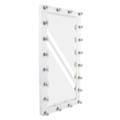 GloboStar® MAKEUP MIRROR-160x80-4 Μοντέρνος Καθρέπτης Μακιγιάζ με Πλαίσιο Φυσικού Ξύλου με Διακόπτη On/Off 20 x E27 AC220-240V - Μ80 x Π7 x Υ160cm - Λευκή Λάκα
