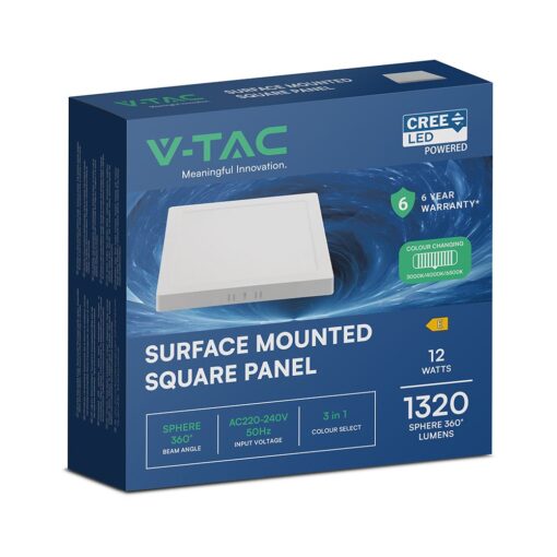 12W CCT Τετράγωνο 17x17cm Επιφανειακό LED Panel 1320lm V-TAC Cree Chip 6yrs Wty 104956VT