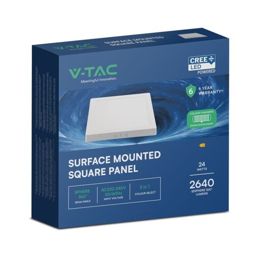105146-b 24W CCT Τετράγωνο 30x30cm Επιφανειακό LED Panel 2640lm V-TAC Cree Chip 6yrs Wty 105146VT