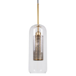 Alternative view of GLOBOSTAR® AVERY 00741 Μοντέρνο Κρεμαστό Φωτιστικό Οροφής με Ντουί 1 x E27 AC 220-240V IP20 - Διάφανο & Χρυσό - Μ15 x Π15 x Υ60cm