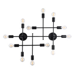 Alternative view of GLOBOSTAR® PIPING 00667 Vintage Φωτιστικό Τοίχου - Απλίκα με Ντουί 12 x E27 AC 220-240V IP20 - Μαύρο - Μ78.5 x Π9.5 x Υ64cm
