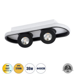 Alternative view of GLOBOSTAR® NESPO 61212 Μοντέρνο Φωτιστικό Οροφής LED 36W 4032lm 360° & 45° AC 220-240V IP20 Ρυθμιζόμενο Λευκό CCT με On/Off 2700K/4500K/6000K - Lumileds SMD Chip - Μαύρο Ματ - Μ40 x Π13 x Υ6.5cm - 3 Χρόνια Εγγύηση