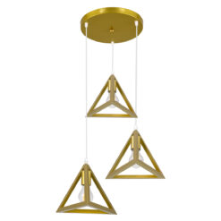 Alternative view of GLOBOSTAR® TRIANGLE 00620 Μοντέρνο Κρεμαστό Φωτιστικό Οροφής με Ντουί 3 x E27 AC 220-240V IP20 - Χρυσό - Μ49 x Π49 x Y130cm