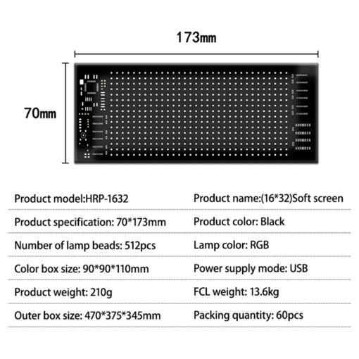 GLOBOSTAR® MATRIX GLB-106-0001 Εύκαμπτη Κυλιόμενη Ψηφιακή Επιγραφή 17.3x7cm P4 32×16 Pixel LED 10W DC 5V 2A με USB 2.0 Αδιάβροχο IP65 Πολύχρωμο RGB – Bluetooth Control μέσω iPIXEL APP – Μ17.3 x Π0.2 x Υ7cm – 2 Χρόνια Εγγύηση