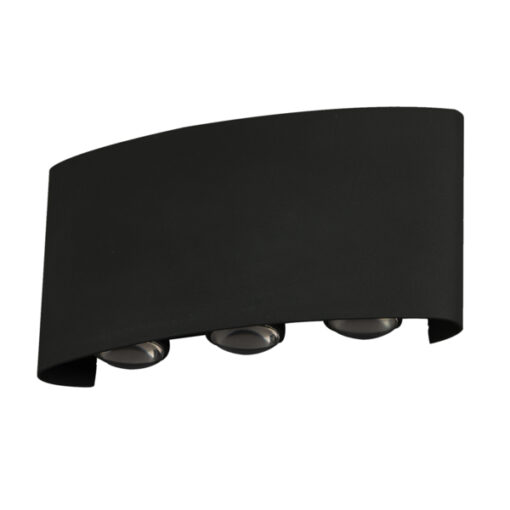 ΑΠΛΙΚΑ ΤΟΙΧΟΥ ΑΛΟΥΜΙΝΙΟΥ UP -DOWN 6x1W 469Lm 3000K 170x80x40mm IP54 ΜΑΥΡΗ ARTE ILLUMINA EUROLAMP 145-20256