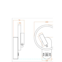 ΑΠΛΙΚΑ ΑΝΑΓΝΩΣΗΣ ΔΙΠΛΟΥ ΦΩΤΙΣΜΟΥ LED 3+10W 150+600Lm 3000K 180x78x243mm ΜΕ USB TYPE C ΛΕΥΚΗ ARTE ILLUMINA FORMA EUROLAMP 145-22080