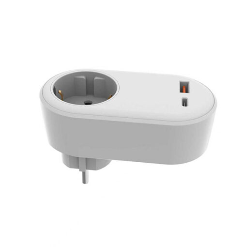 ΑΝΤΑΠΤΟΡΑΣ ΣΟΥΚΟ ΜΕ 2 USB (Type C+ Type A) ΛΕΥΚΟ ΜΕ ΠΡΟΣΤΑΣΙΑ ΕΠΑΦΩΝ EUROLAMP 147-09014