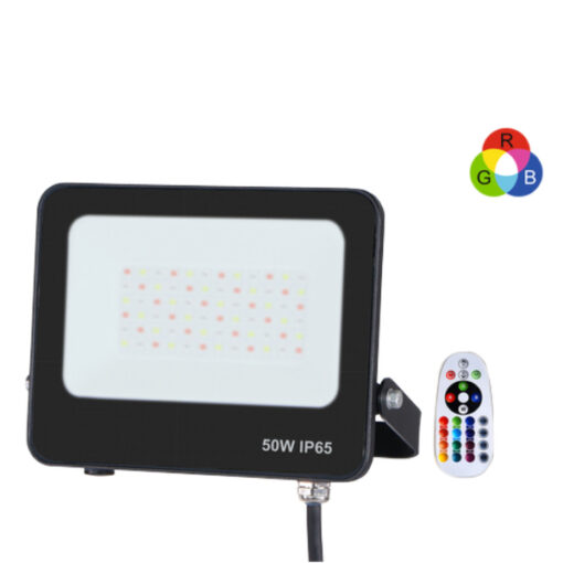 ΠΡΟΒΟΛΕΑΣ LED 50W SMD RGBW 100-265V IP66 ΜΑΥΡΟΣ PLUS EUROLAMP 147-69391