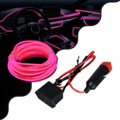 Alternative view of GloboStar® 82203 TUBE 360° Degree Διακοσμητική EL-Wire Neon Αυτοκινήτου Κορδόνι ΣΕΤ 3m 1W/3m 30lm/m 360° DC 12V με Βύσμα Αναπτήρα Αυτοκινήτου Αδιάβροχη IP68 Φούξια