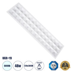 Alternative view of GLOBOSTAR® ZEUS 60971 Χωνευτό Panel Οροφής 120x30 με Anti Glare Reflector LED 48W 7440lm 120° CRI≥85Ra UGR<19 AC 220-240V IP20 Ψυχρό Λευκό 6000K - Lumileds SMD Chip & TÜV SÜD Driver - Λευκό Γαλακτερό - Μ120 x Π30 x Υ3.3cm / Q116 x 26cm - 5 Χρόνια Εγγύηση
