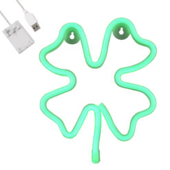 Alternative view of GloboStar® 78572 Φωτιστικό Ταμπέλα Φωτεινή Επιγραφή NEON LED Σήμανσης FOUR LEAF CLOVER 5W με Καλώδιο Τροφοδοσίας USB - Μπαταρίας 3xAAA (Δεν Περιλαμβάνονται) - Πράσινο