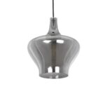 GLOBOSTAR® OVOCE 206-0032 Μοντέρνο Κρεμαστό Φωτιστικό Οροφής με Ντουί 1 x E27 AC 220-240V IP20 – Μαύρο Φιμέ – Μ20 x Π20 x Υ22cm