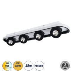Alternative view of GLOBOSTAR® NESPO 61214 Μοντέρνο Φωτιστικό Οροφής LED 48W 5376lm 360° & 45° AC 220-240V IP20 Ρυθμιζόμενο Λευκό CCT με On/Off 2700K/4500K/6000K - Lumileds SMD Chip - Μαύρο Ματ - Μ80 x Π13 x Υ6.5cm - 3 Χρόνια Εγγύηση