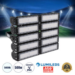 Alternative view of GLOBOSTAR® GOLIATH 90104 Προβολέας για Γήπεδα Tennis & Ποδοσφαίρου 5x5 LED 500W 75000lm 75°x135° SDCM<5 Fish Eye Lens AC 220-240V Αδιάβροχο IP65 IK08 Φυσικό Λευκό 5000K - Lumileds SMD Chip & Mean Well Driver - Μαύρο Ματ - Μ62 x Π22 x Υ45cm - 5 Χρόνια Εγγύηση