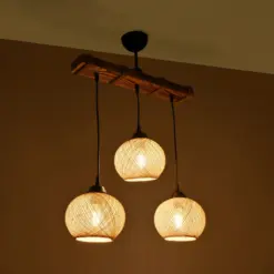 Alternative view of GLOBOSTAR® LUMA 201-0011 Vintage Κρεμαστό Φωτιστικό Οροφής με Ντουί 3 x E27 AC 220-240V IP20 - Μπεζ & Μαύρο - Μ55 x Π18 x Υ65cm