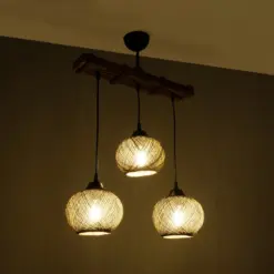 Alternative view of GLOBOSTAR® LUMA 201-0012 Vintage Κρεμαστό Φωτιστικό Οροφής με Ντουί 3 x E27 AC 220-240V IP20 - Καφέ & Μπεζ - Μ55 x Π18 x Υ65cm