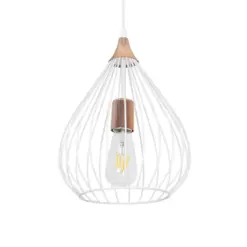 GLOBOSTAR® RADIARO 201-0014 Vintage Κρεμαστό Φωτιστικό Οροφής με Ντουί 1 x E27 AC 220-240V IP20 - Λευκό & Χάλκινο - Μ26 x Π26 x Υ35cm