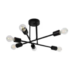 GLOBOSTAR® LAMIRA 201-0029 Μοντέρνο Φωτιστικό Οροφής με Ντουί 6 x E27 AC 220-240V IP20 - Μαύρο - Μ51 x Π51 x Υ25cm