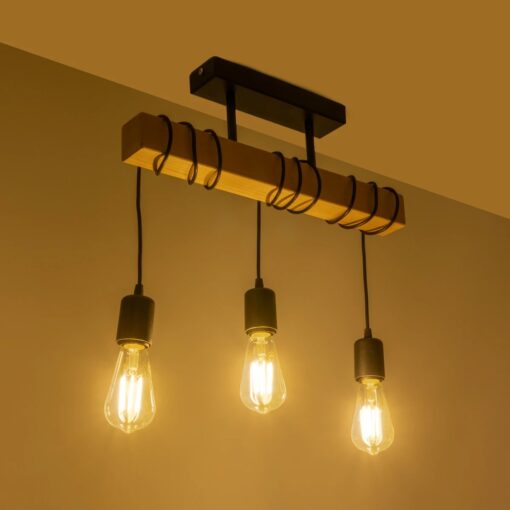 GLOBOSTAR® LUCITA 201-0031 Vintage Φωτιστικό Οροφής με Ντουί 3 x E27 AC 220-240V IP20 – Μαύρο & Μπεζ – Μ50 x Π27 x Υ112cm