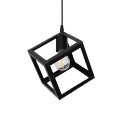 GLOBOSTAR® DISE 201-0049 Μοντέρνο Κρεμαστό Φωτιστικό Οροφής με Ντουί 1 x E27 AC 220-240V IP20 - Μαύρο - Μ28 x Π28 x Υ29cm