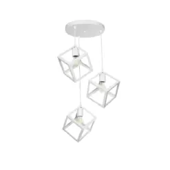 GLOBOSTAR® DISE 201-0054 Μοντέρνο Κρεμαστό Φωτιστικό Οροφής με Ντουί 3 x E27 AC 220-240V IP20 - Λευκό - Μ48 x Π48 x Υ65cm